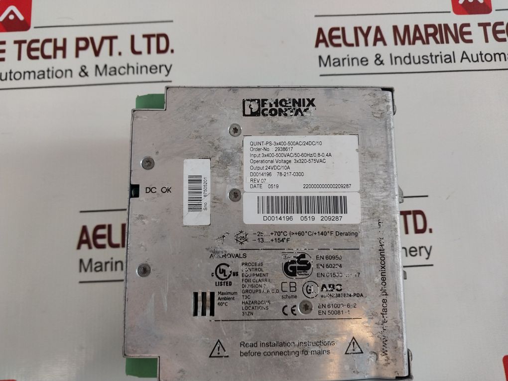 Phoenix Contact Quint-ps-3X400-500Ac/24Dc/10 Power Supply 