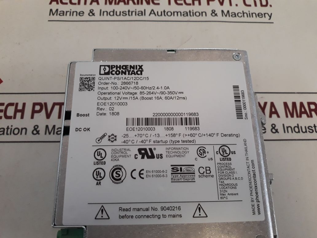 Phoenix Contact Quint-ps/1Ac/12Dc/15 Power Supply