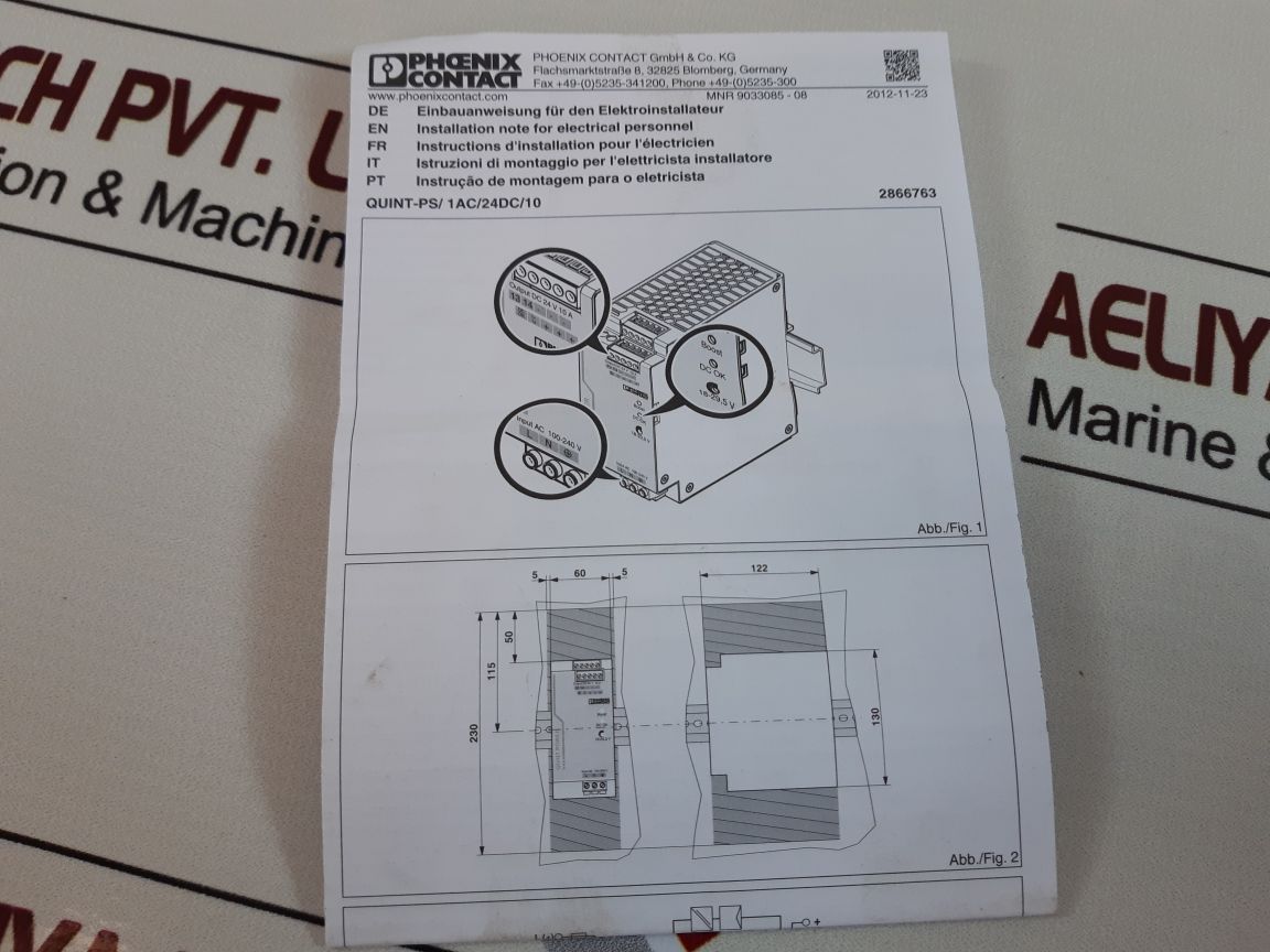 Phoenix contact quint-ps/1ac/24dc/10 power supply rev 07