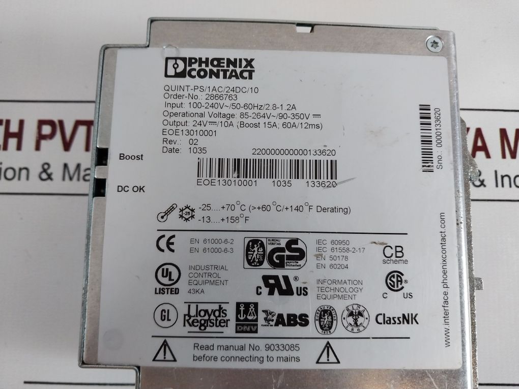 Phoenix Contact Quint-ps/1Ac/24Dc/10 Power Supply Rev 02