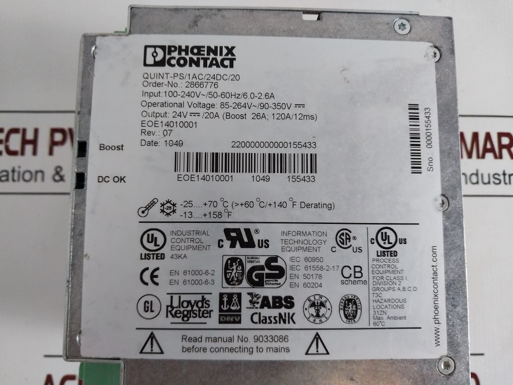 Phoenix Contact Quint-ps/1Ac/24Dc/20 Power Supply 