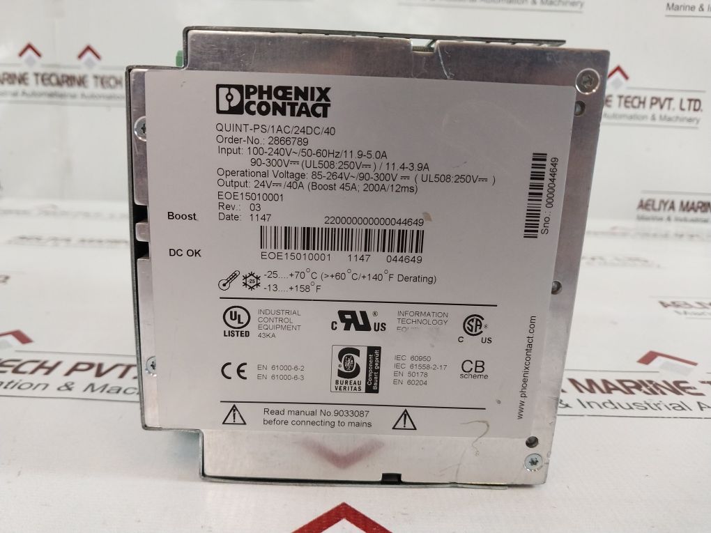 Phoenix Contact Quint-ps/1Ac/24Dc/40 Rev: 03 Power Supply 2866789