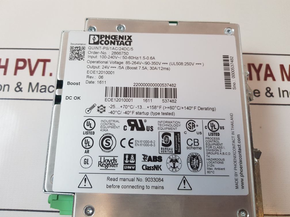 Phoenix Contact Quint-ps/1Ac/24Dc/5 Quint Power Supply 2866750