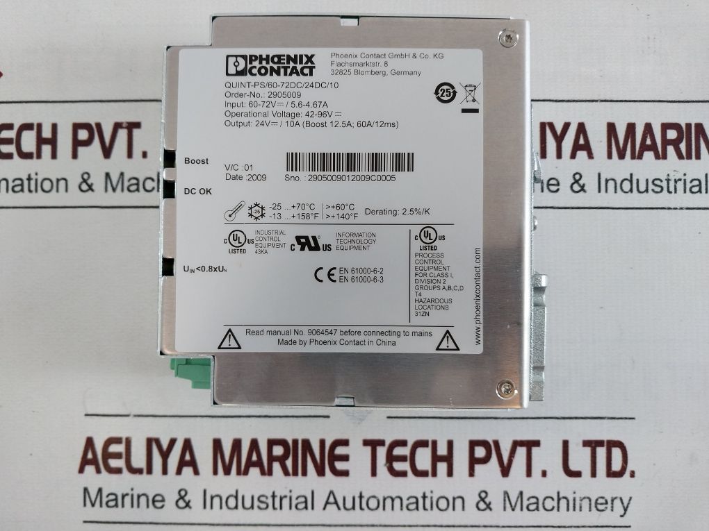 Phoenix Contact Quint-ps/60-72Dc/24Dc/10 Power Supply