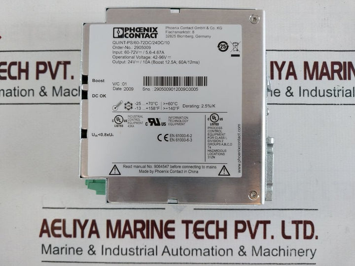 Phoenix Contact Quint-ps/60-72Dc/24Dc/10 Power Supply