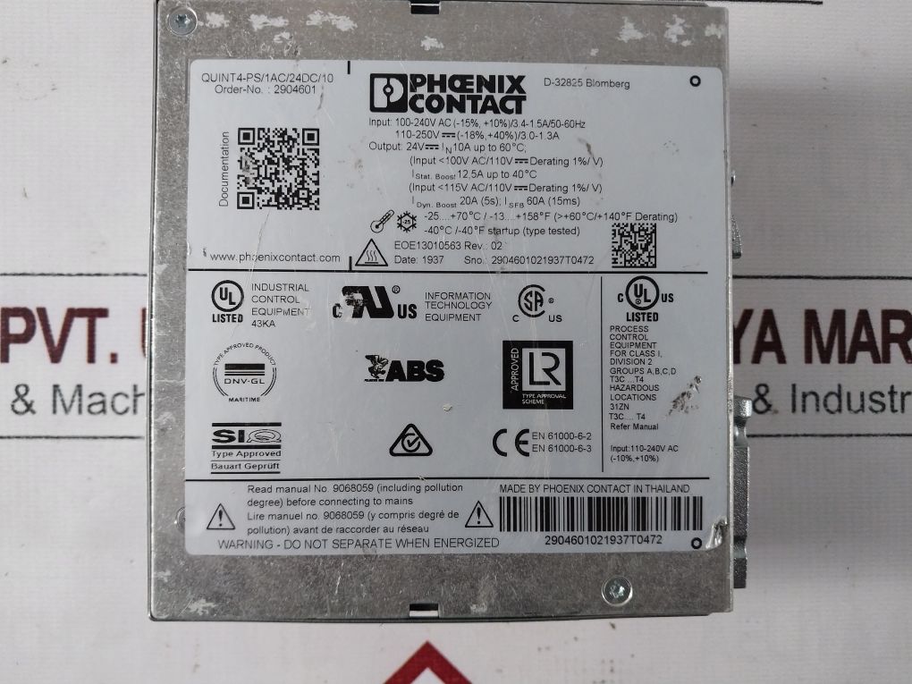 Phoenix Contact Quint4-ps/1Ac/24Dc/10 Power Supply 2904601