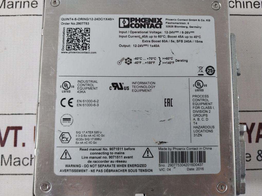 Phoenix Contact Quint4-s-oring/12-24Dc/1X40/+ Redundancy Module 2907753