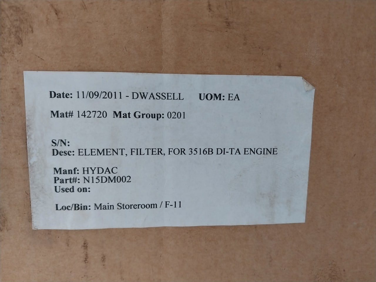 Hydac N15Dm002 Filter Element