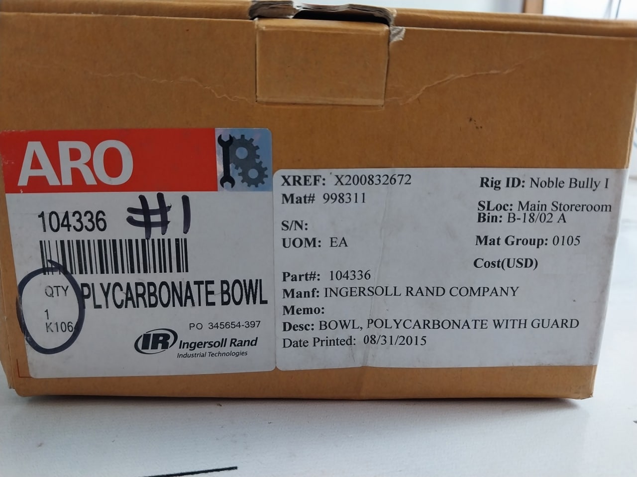 Aro/Ingersoll 104336 Polycarbonate Bowl