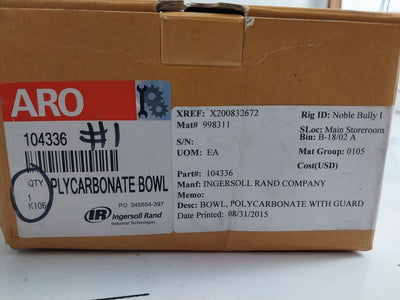 Aro/Ingersoll 104336 Polycarbonate Bowl