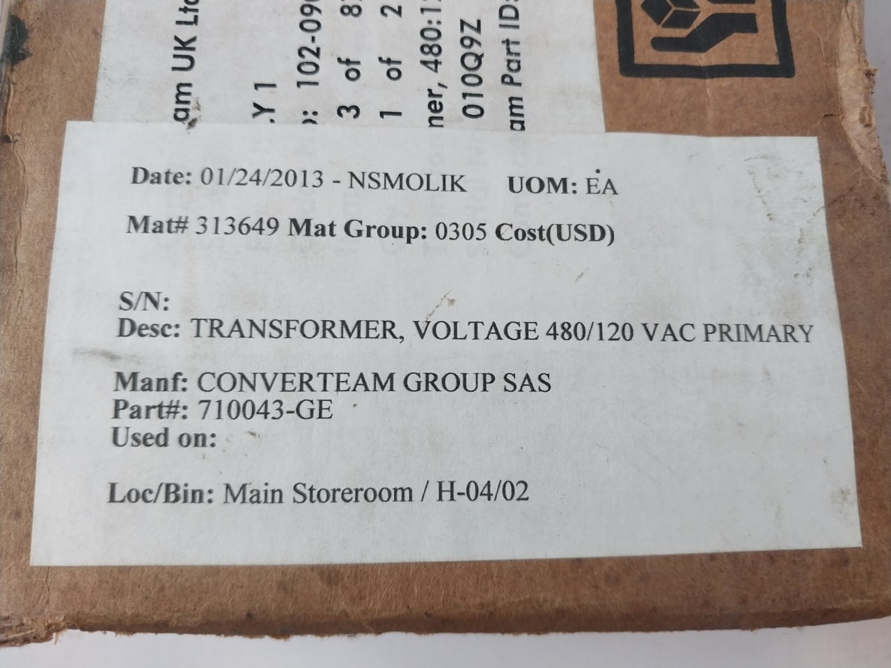 General Electric 9T58K0042 Industrial Control Transformer