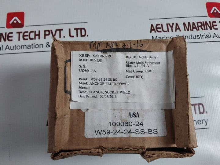 Anchor Fluid Power W59-24-24-ss-bs Hydraulic Adapter Block/ Flange