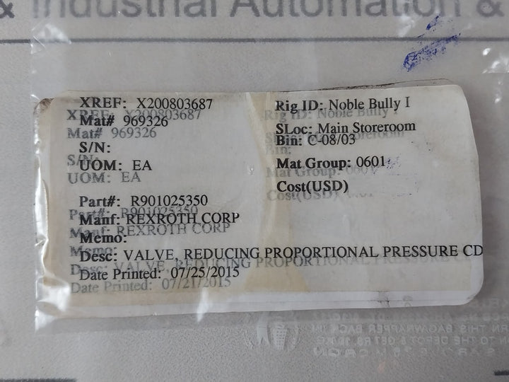 Rexroth R901025350 Pressure Reducing Valve 3Drep 6 C-22/25Eg24Xej/V