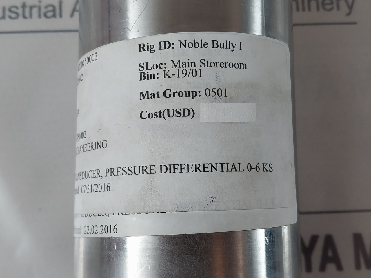 Paine Electronics 214-60-160-01 Pressure Transmitter 0354002 Rev.Ab 0-6,000 Psid