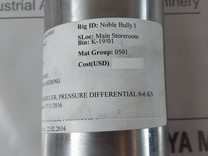 Paine Electronics 214-60-160-01 Pressure Transmitter 0354002 Rev.Ab 0-6,000 Psid