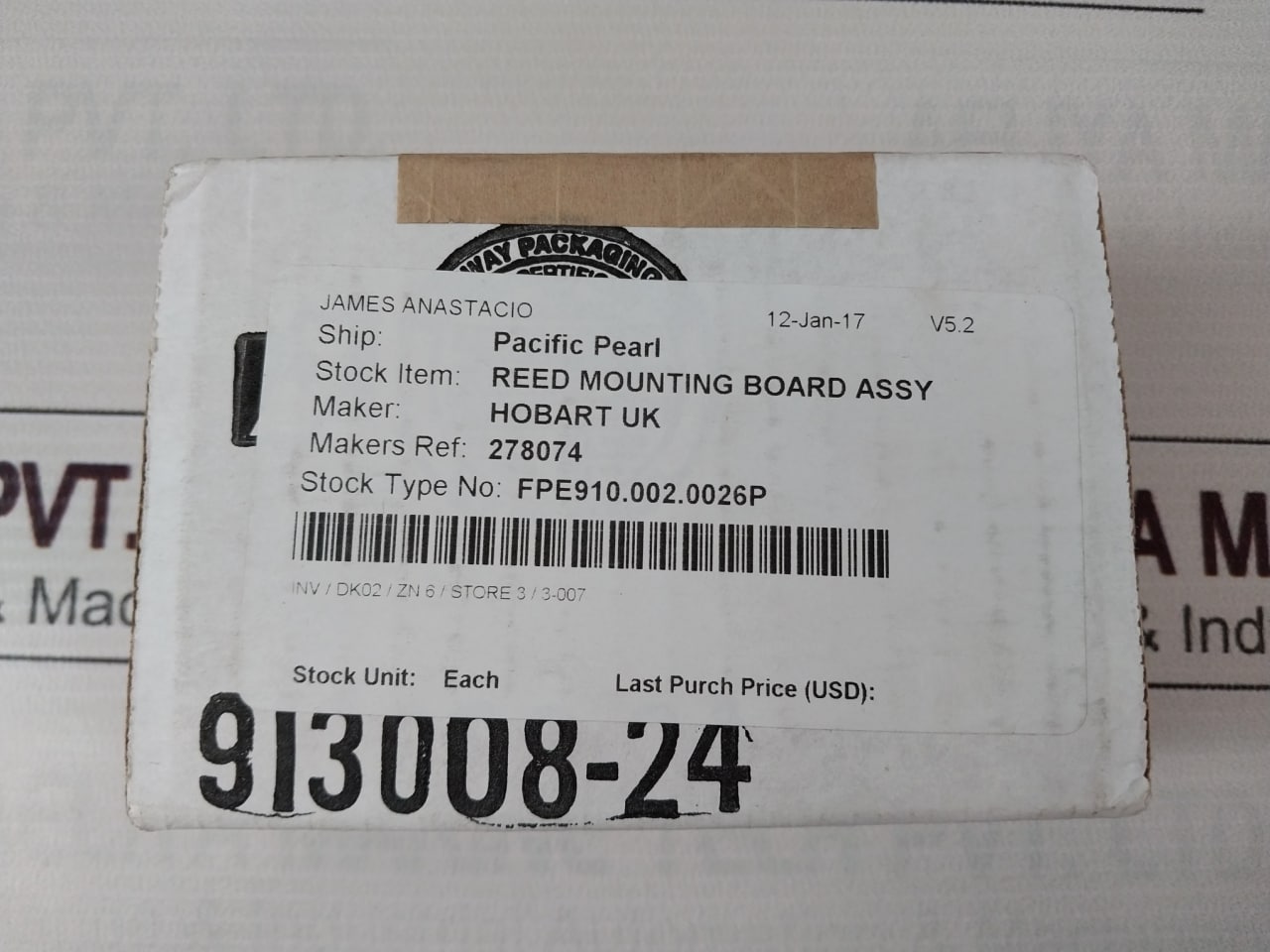 Hobart 00-294854-reed Mtg Board 627608