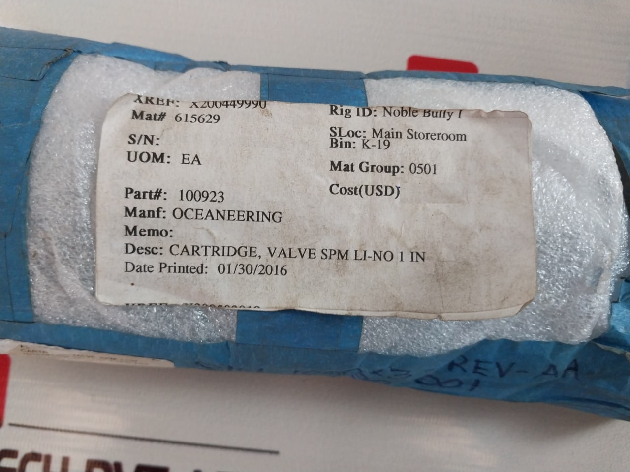 Oceaneering 100306-c Cartridge Valve Set