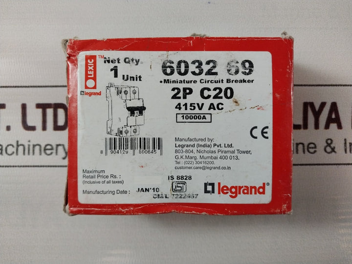 Legrand C20 6032 69 2-pole Miniature Circuit Breaker 415V Ac 10000A