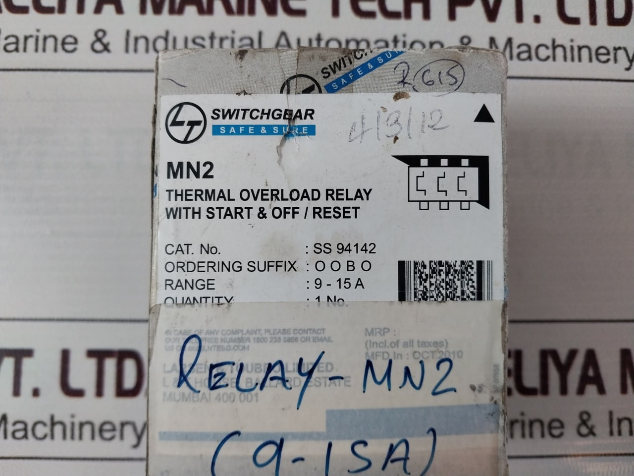 Larsen & Toubro Mn2 Thermal Overload Relay 9-15 A 500V