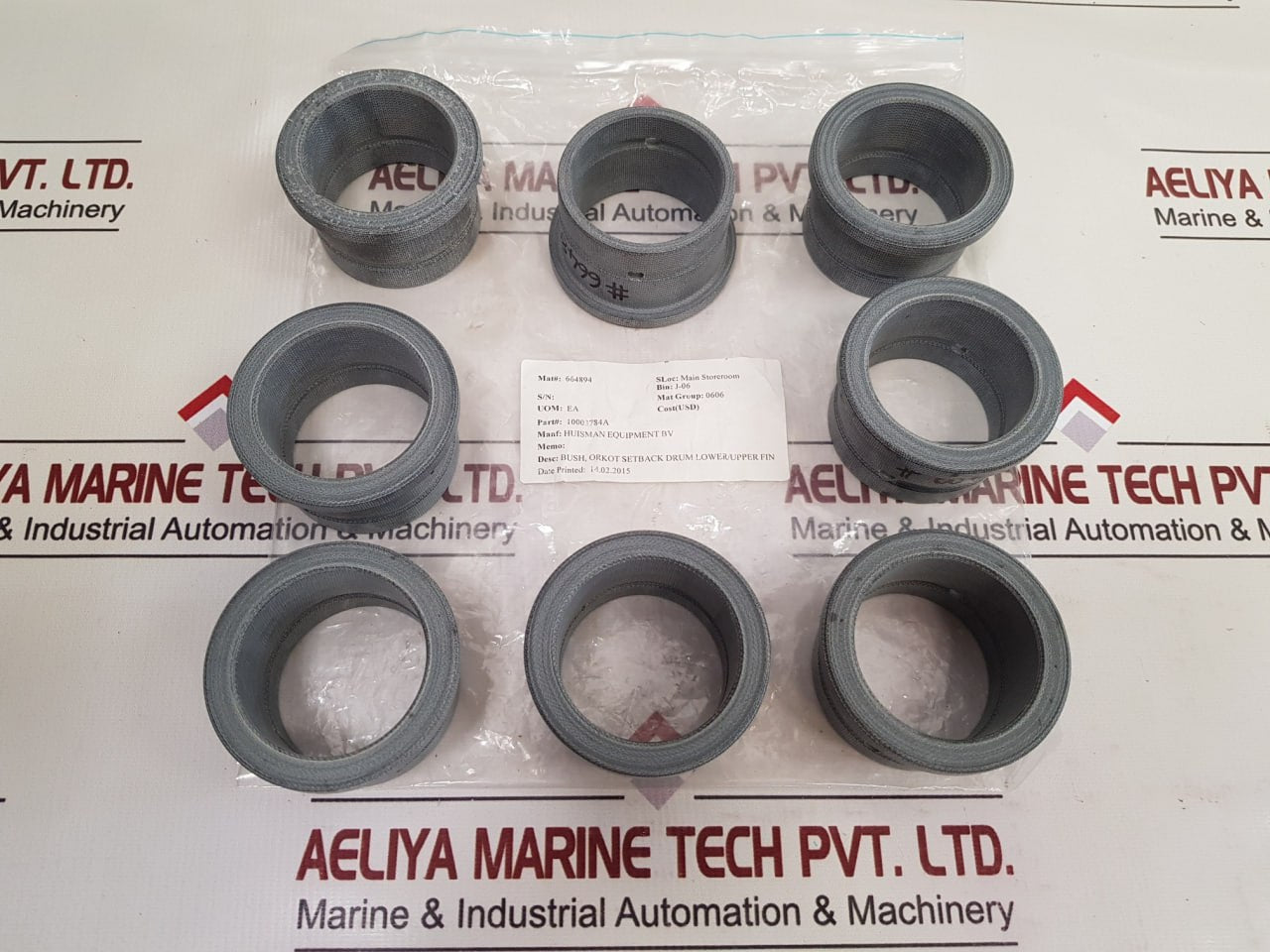 Set Of 8X Huisman 664894 Bush, Orkot Setback Drum Lower/Upper Fin 10003784A