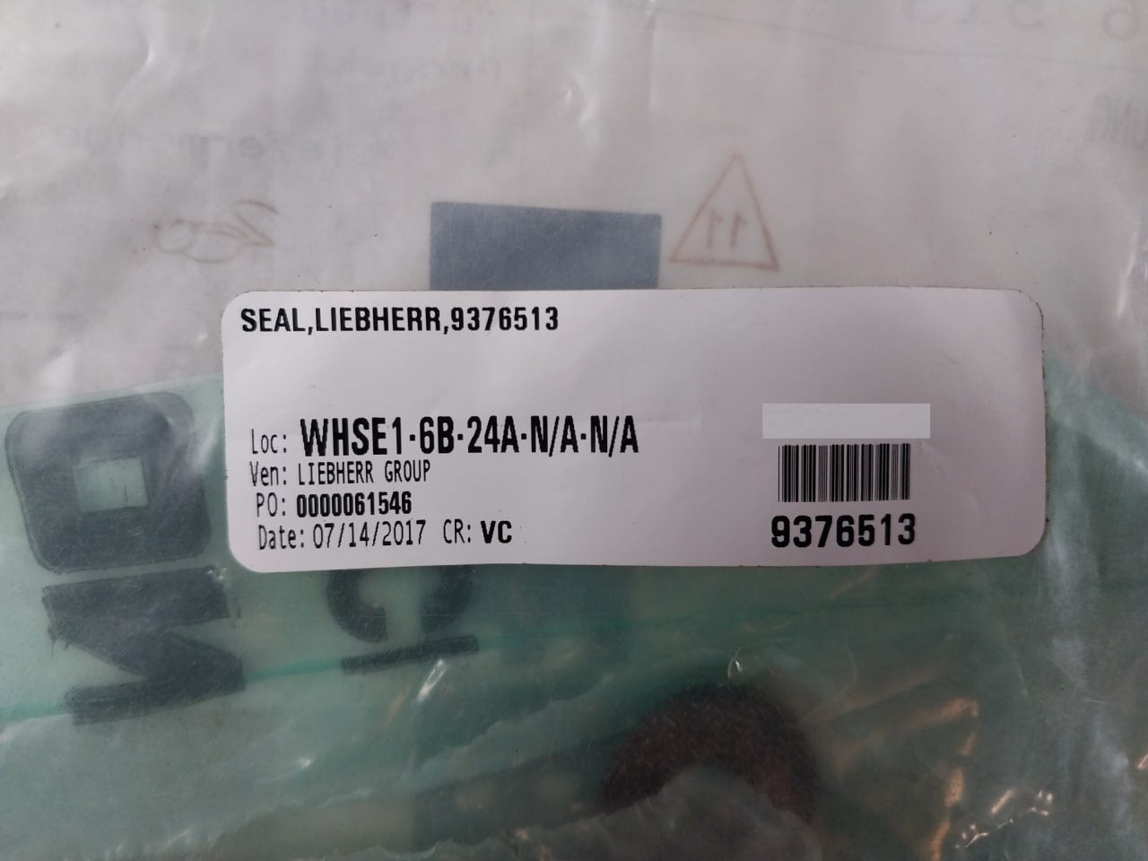 Lot Of 2X Liebherr 9376 513 Dichtung Seal