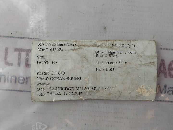 Oceaneering 100750 Cartridge Valve
