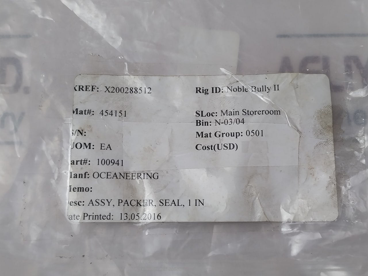 Oceaneering 100941 Shaft Seal Service Kit