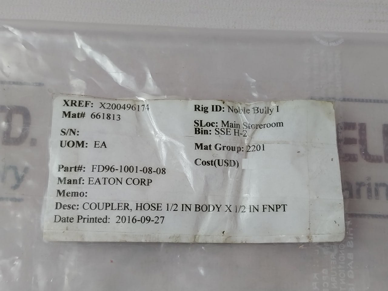 Eaton Fd96-1001-08-08 Quick Disconnect Couplings Socket