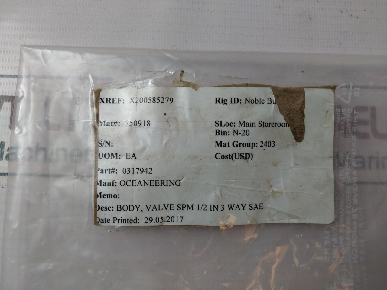 Oceaneering 0317942 Hydraulic Sleeve Valve