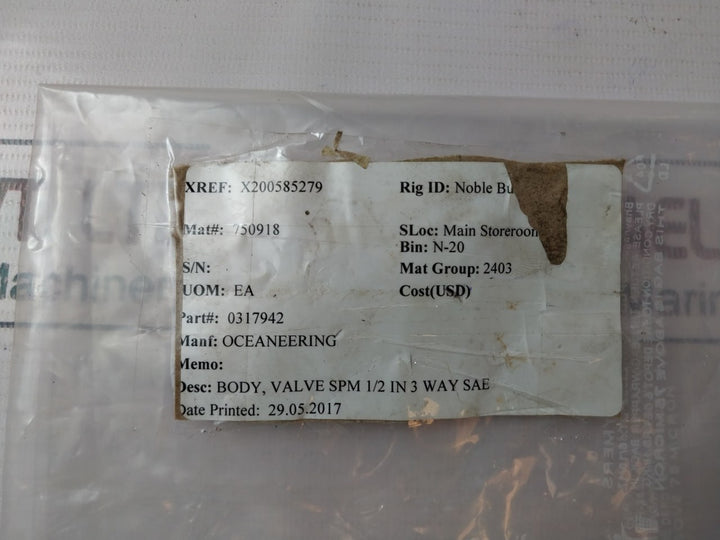 Oceaneering 0317942 Hydraulic Sleeve Valve