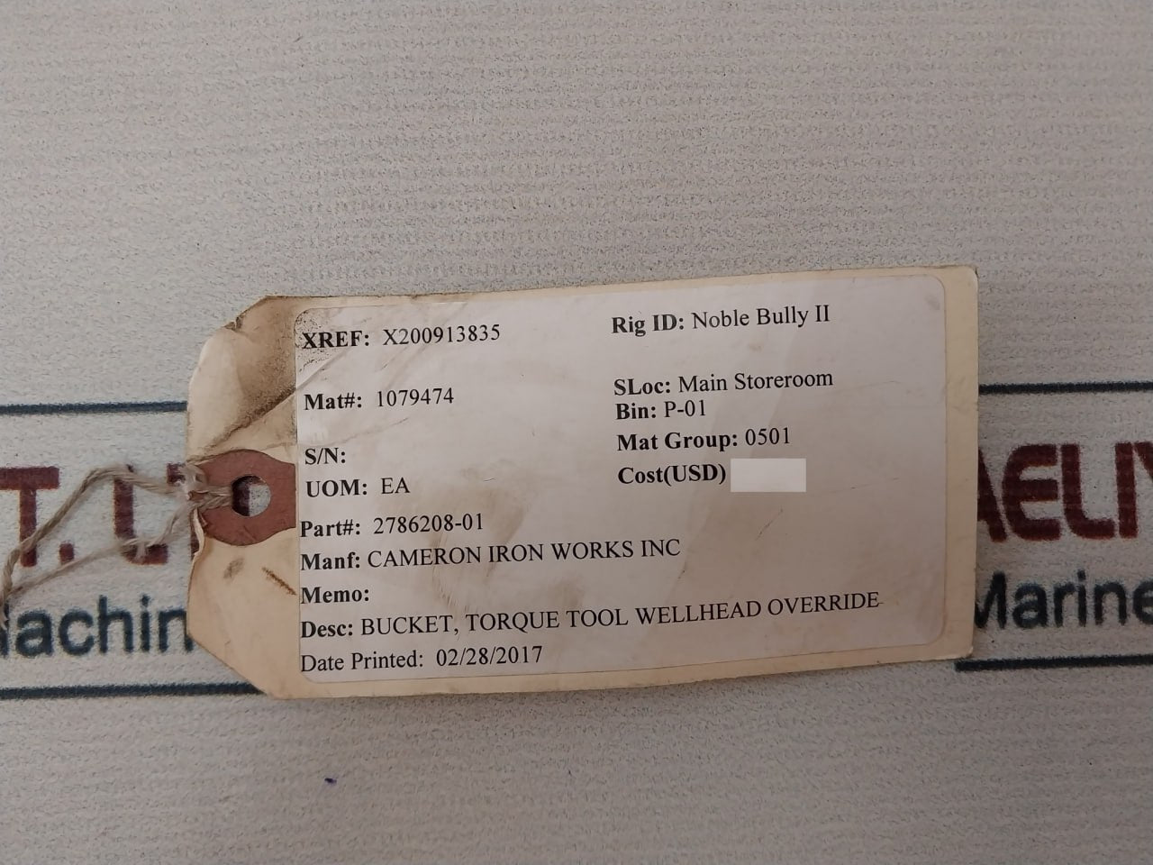 Deepsea Technologies D00022-03-003 Torque Tool Bucket