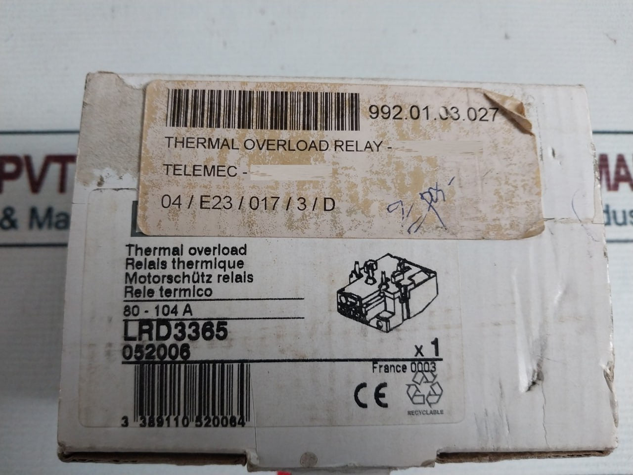 Telemecanique Lrd3365 Thermal Overload Relay 80-104A