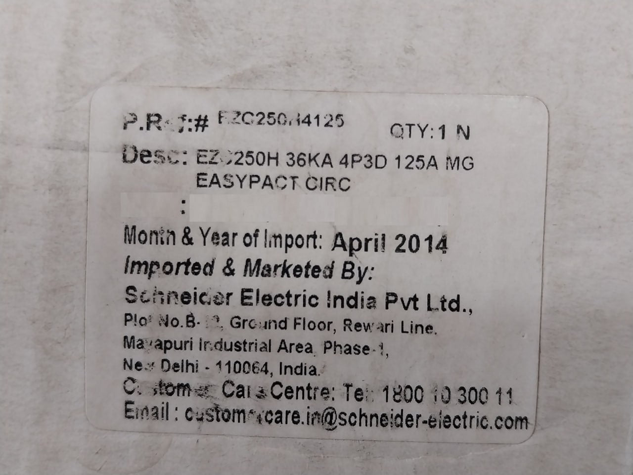 Schneider Electric Ezc 250H Circuit Breaker Thermal-magnetic