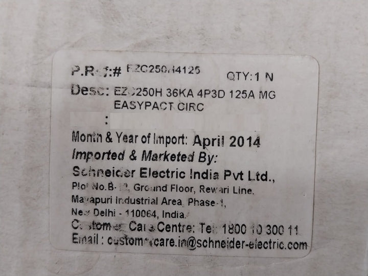 Schneider Electric Ezc 250H Circuit Breaker Thermal-magnetic