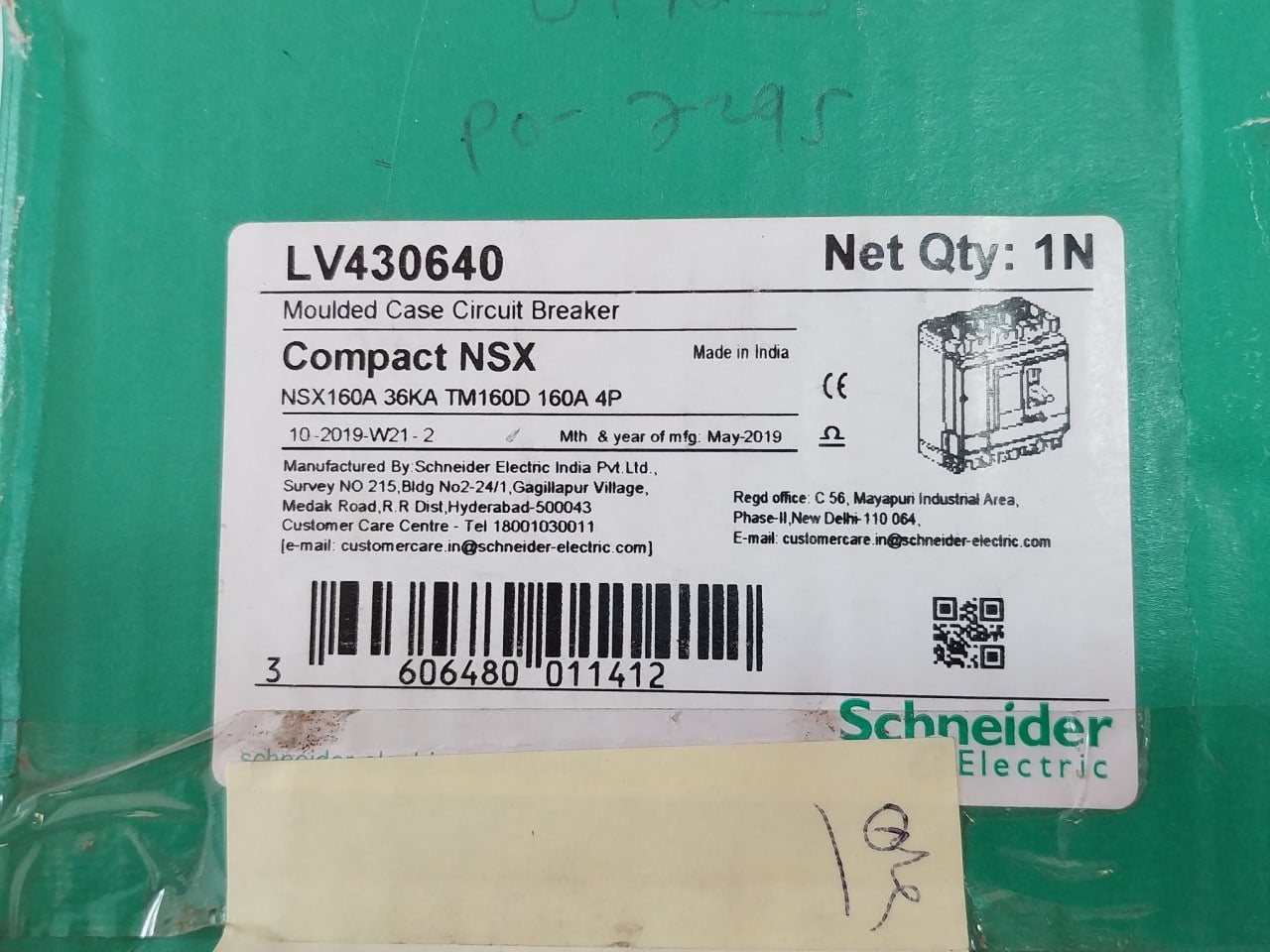Schneider Electric Nsx 160F Moulded Case Circuit Breaker 160A