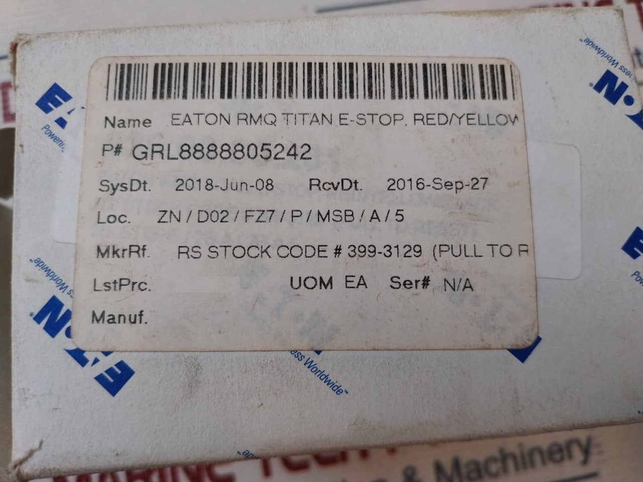 Eaton M22-pv-kc11-iyq Emergency Stop Switch