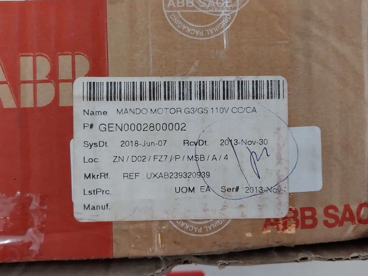 Abb Cnilx 0021 Mando Motor G3/G5 110V Cc/Ca 2500V