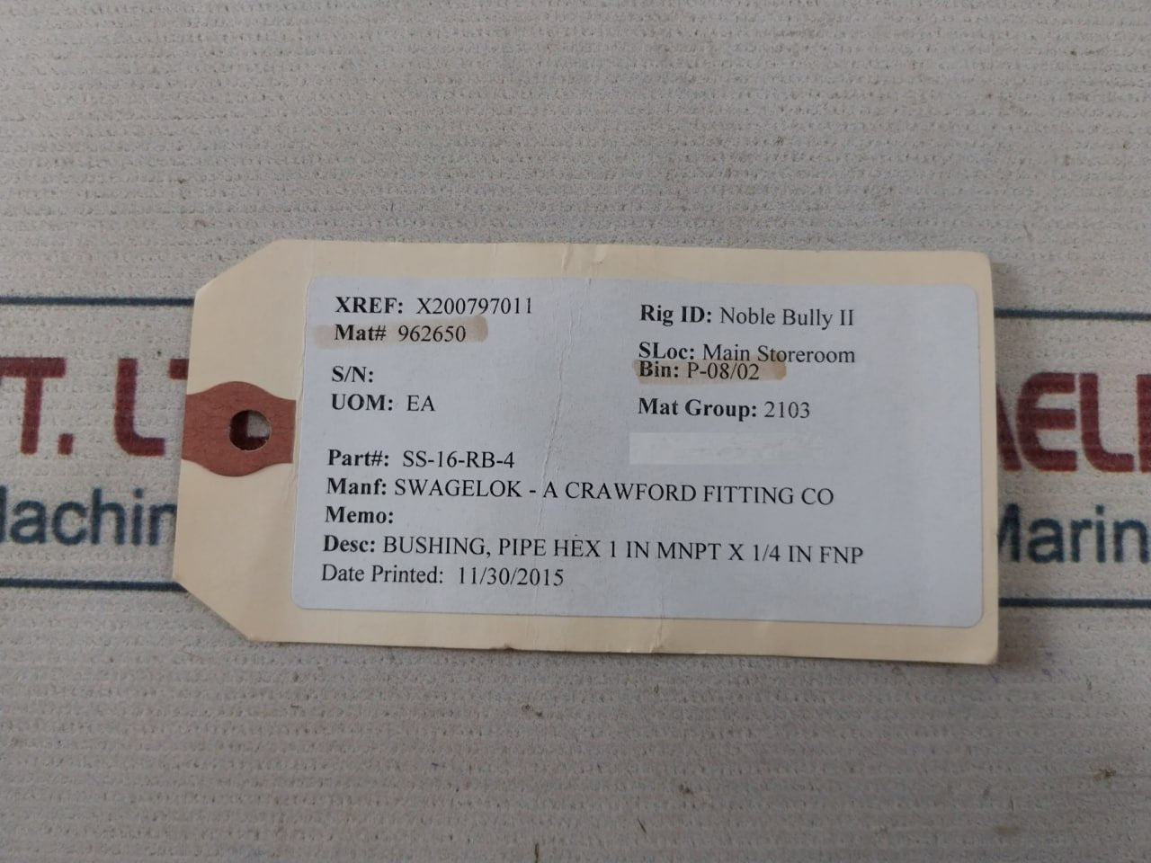 Swagelok Ss-16-rb-4 Reducing Bushing Pipe Hex 1 In Mnpt X 1/4 In Fnp