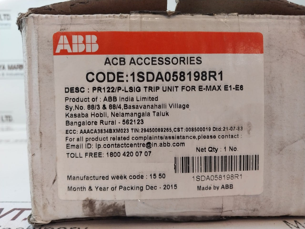 Abb Pr122/P-lsig Overcurrent Release With Pr 030/B Battery Unit Holder Set