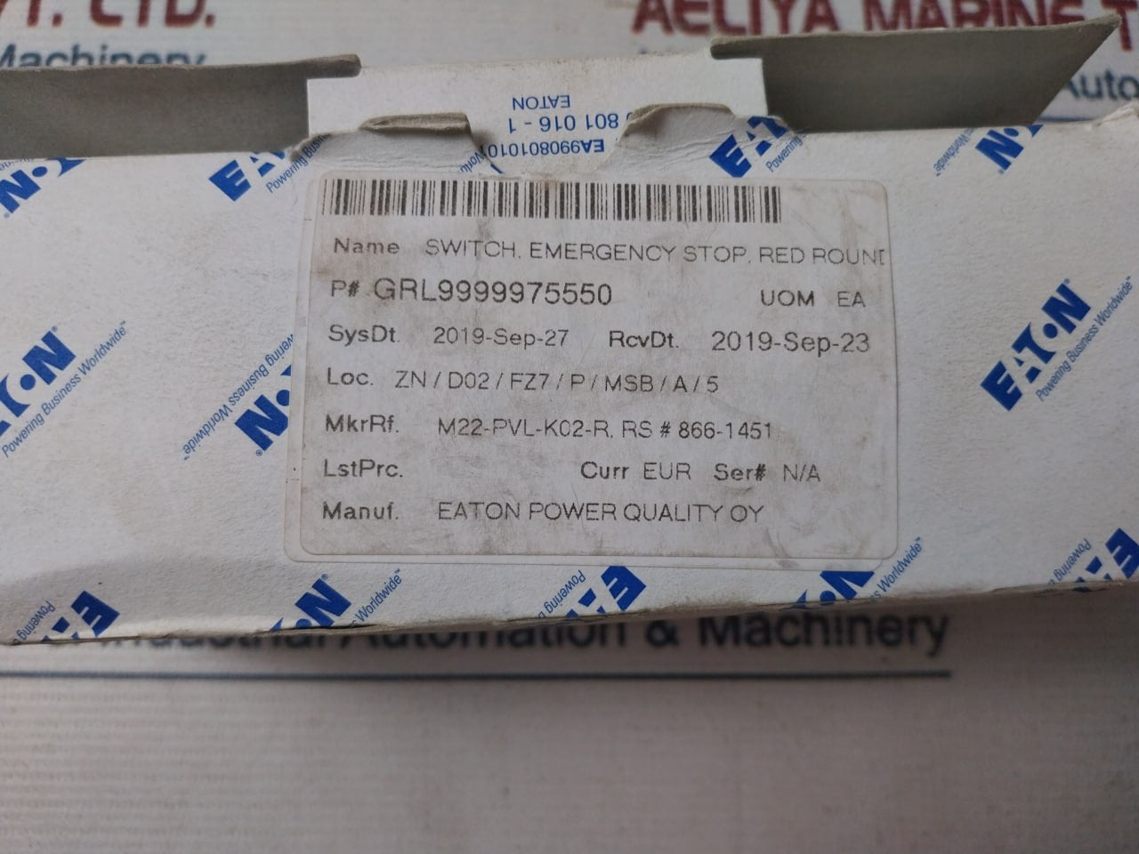 Eaton M22-pvl Emergency Stop Red Switch