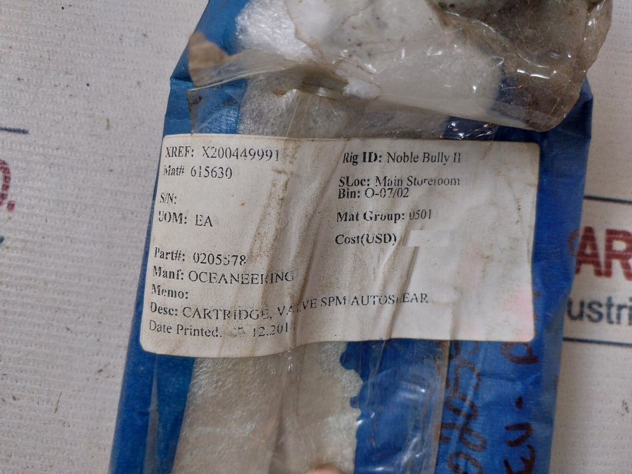 Oceaneering 0205977 Cartridge Valve Ht G19568