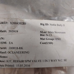 Oceaneering 100818-rk Repair Kit For Valve