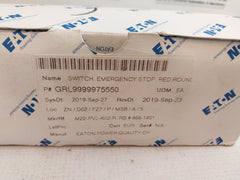 Eaton M22-pvl Emergency Stop Red Switch 