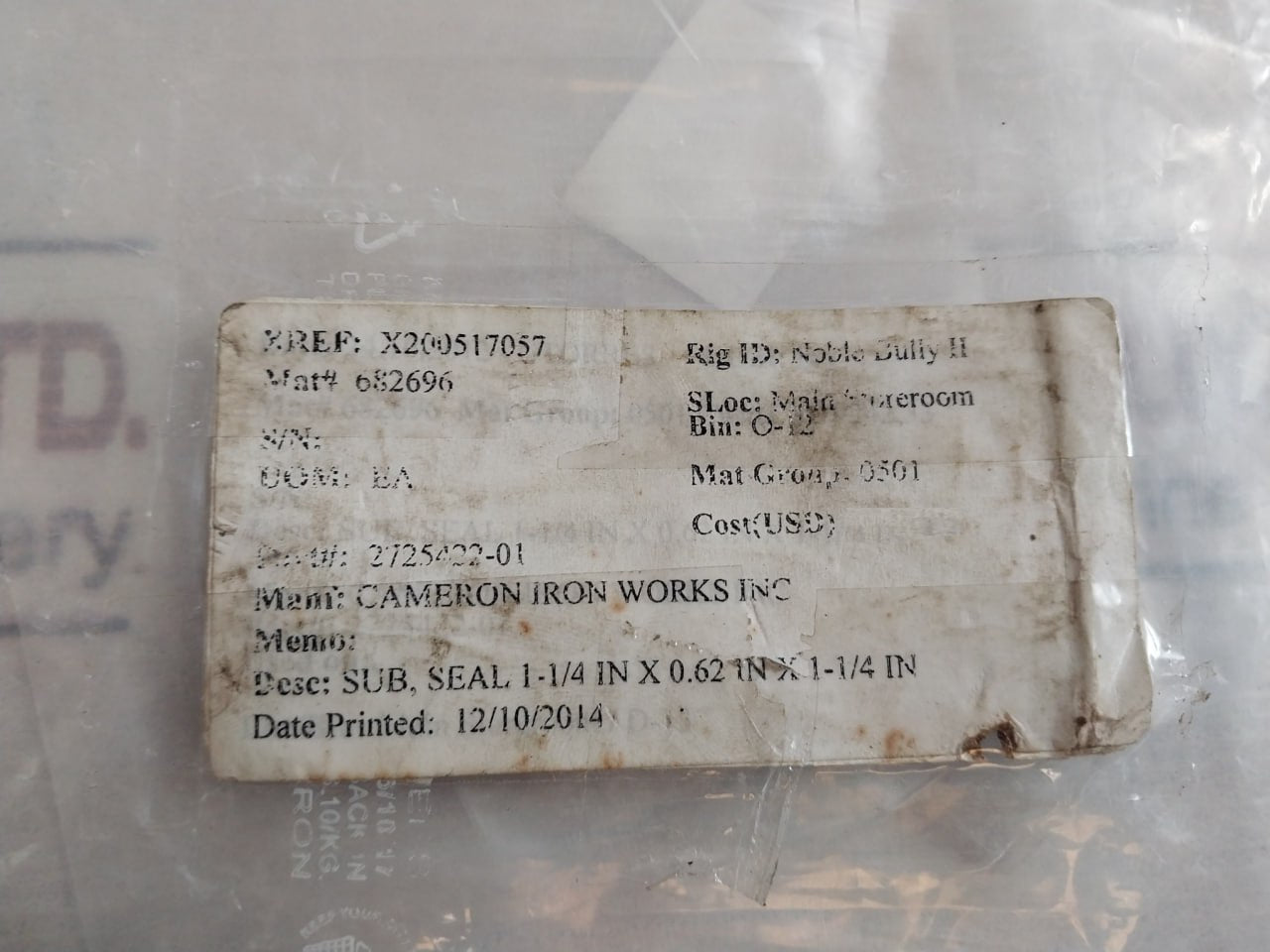 Cameron 2725422-01 Square Flange Yq91098Za