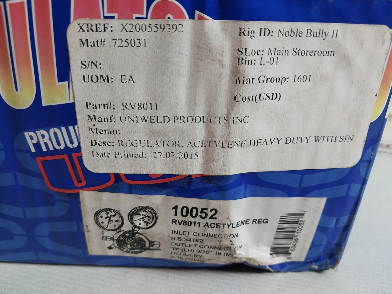 Uniweld Rv8011 Compressed Gas Regulator