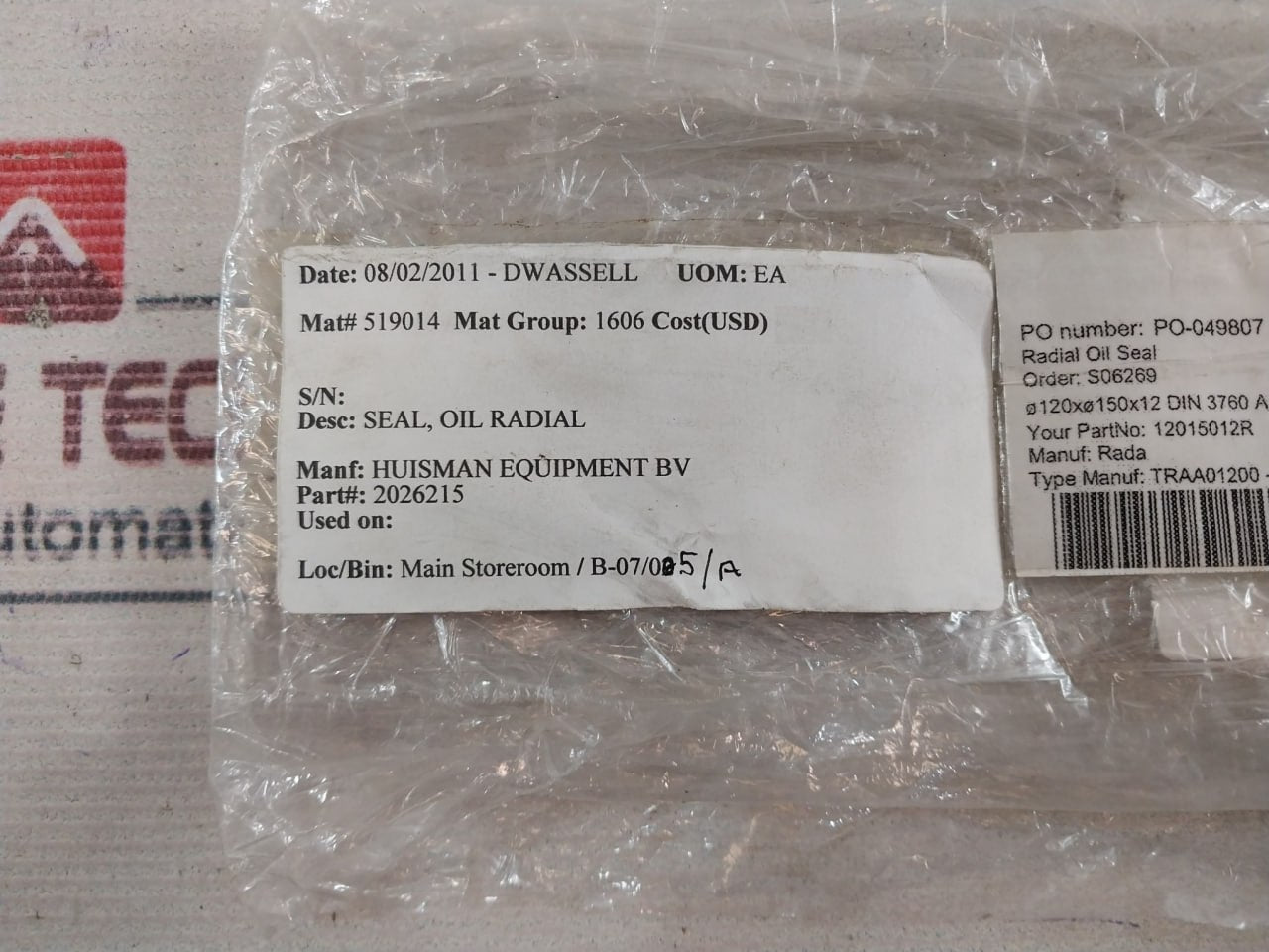 Huisman 2026215 Radial Oil Seal