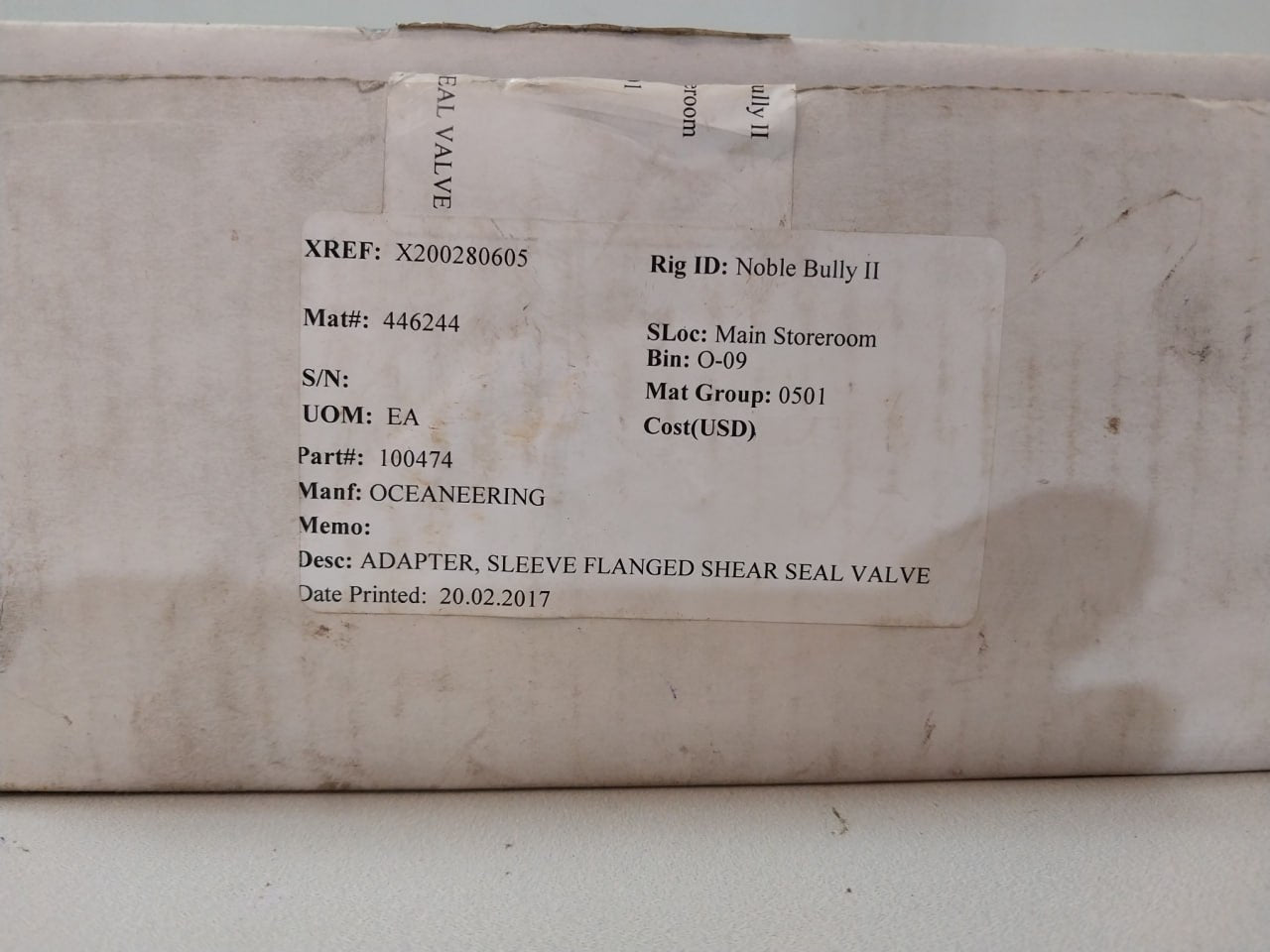 Oceaneering 100474 Adapter Sleeve Flanged Shear Seal Valve