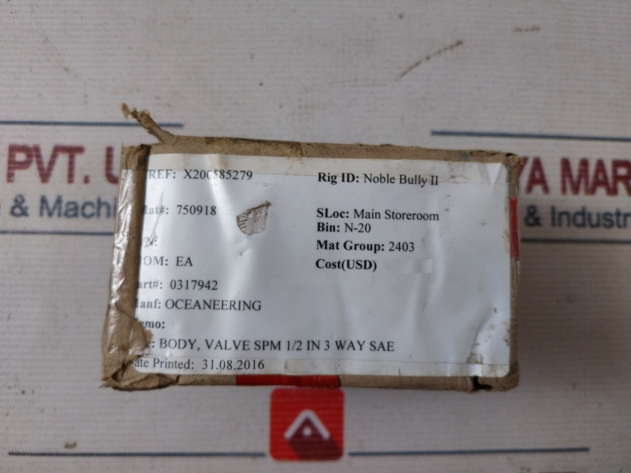 Oceaneering 0317942 Body Valve Spm 1/2 In 3 Way Sae