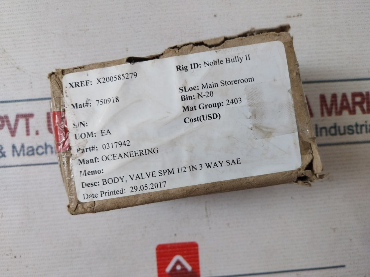 Oceaneering 0317942 Body Valve Spm 1/2 In 3 Way Sae