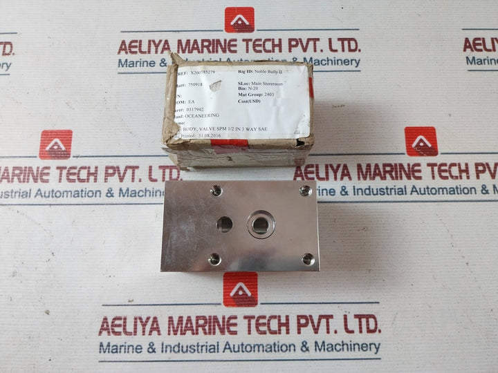 Oceaneering 0317942 Body Valve Spm 1/2 In 3 Way Sae